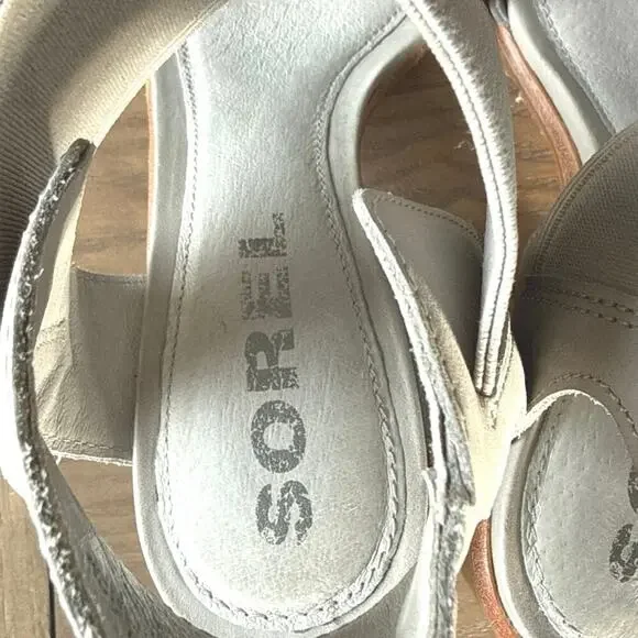 Sorel Nadia™ Leather Block Heeled Sandal Women’s Size 7.5 in Dove Gray EUC - Picture 7 of 10